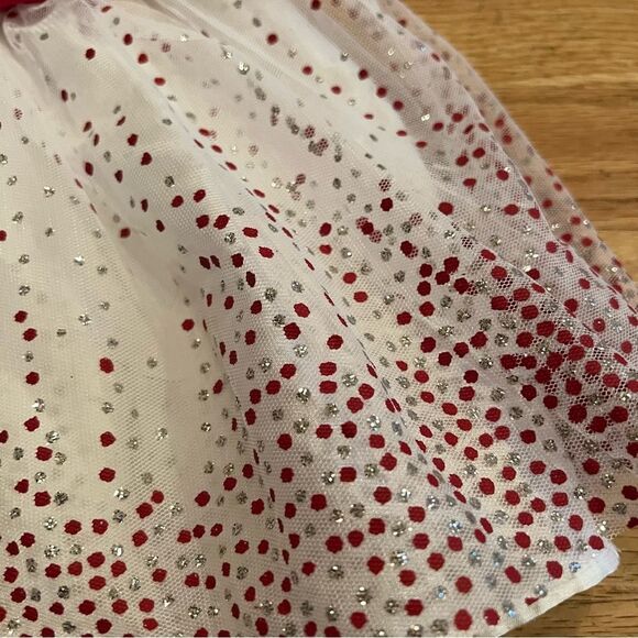 😊3/$30 Baby Girl Holiday Editions Red And Silver Sparkle TuTu Dress Size 3-6 Mo - Picture 5 of 16